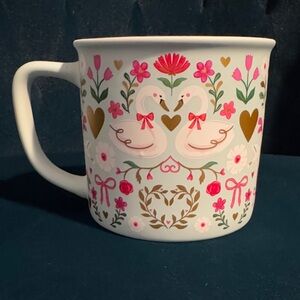 Clementine Paper Inc Soft Touch Gold Detailed Large Floral Swan Mug Aqua